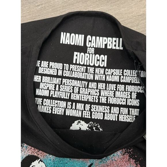 NWT Fiorucci Womens T-Shirt Naomi Campbell "Fiorucci's Angels" Black Size Medium - Picture 4 of 9